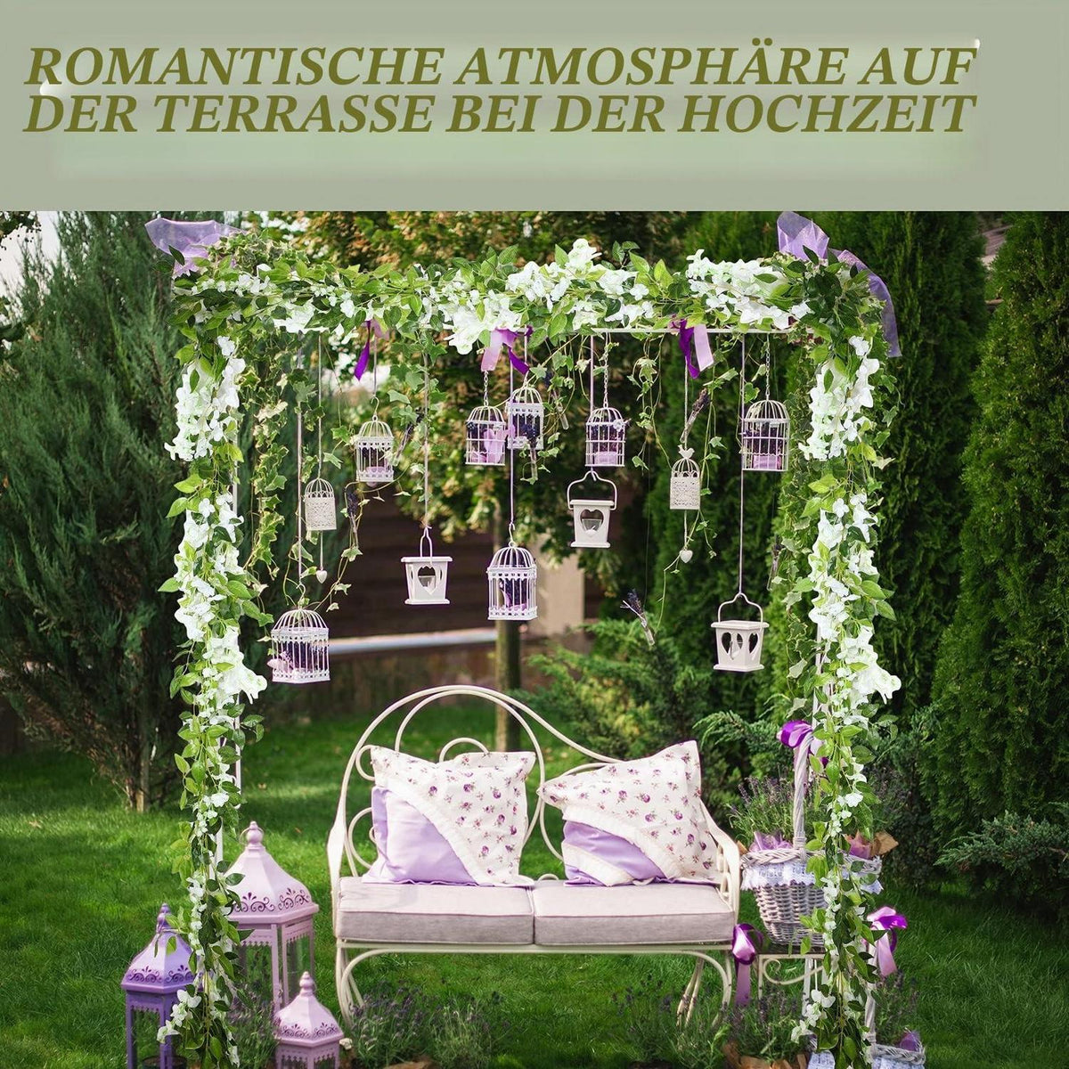 Künstliche Wisteria Girlande 26m – 4er Set für Deko