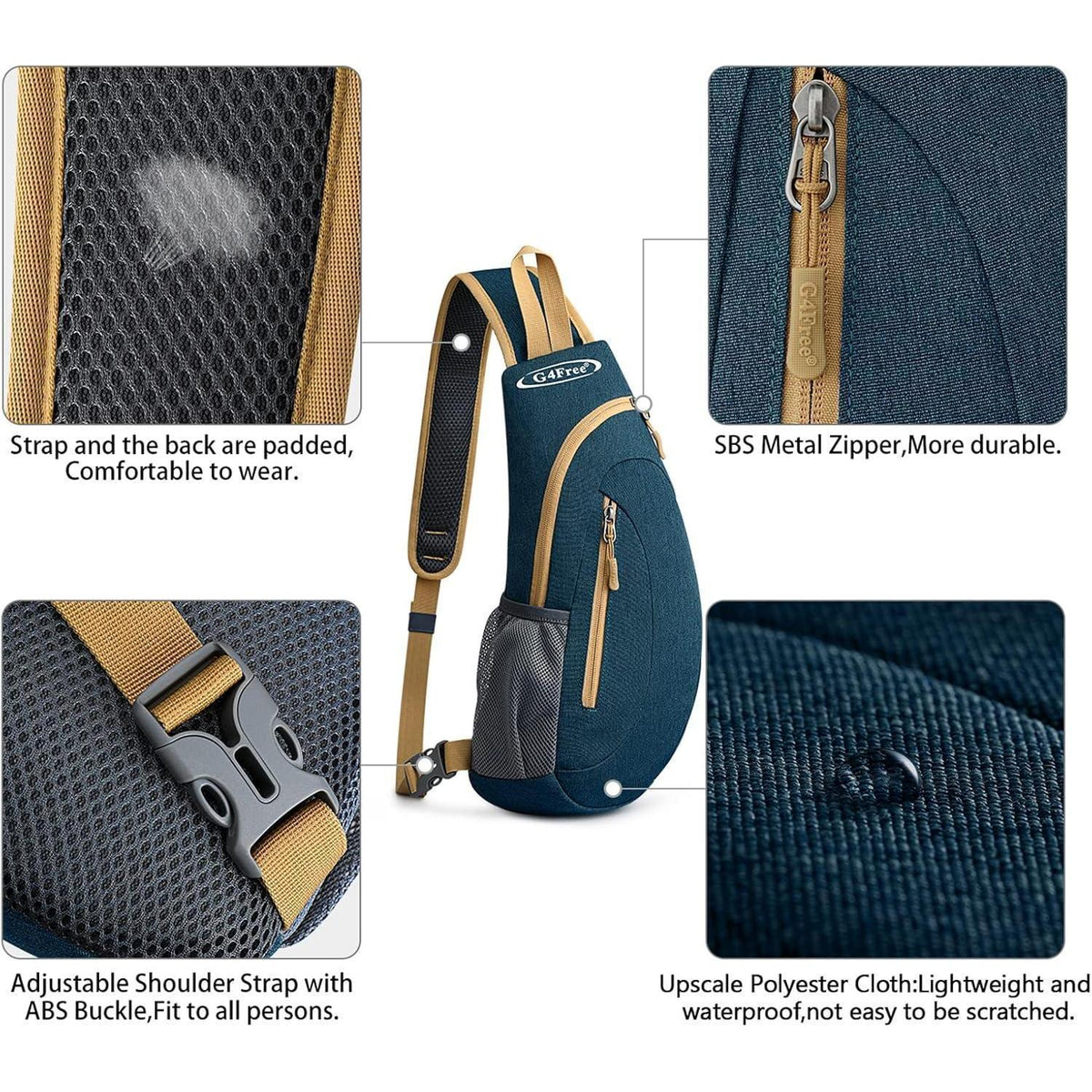 Leichte Brusttasche Dunkelblau für Wandern & Radfahren