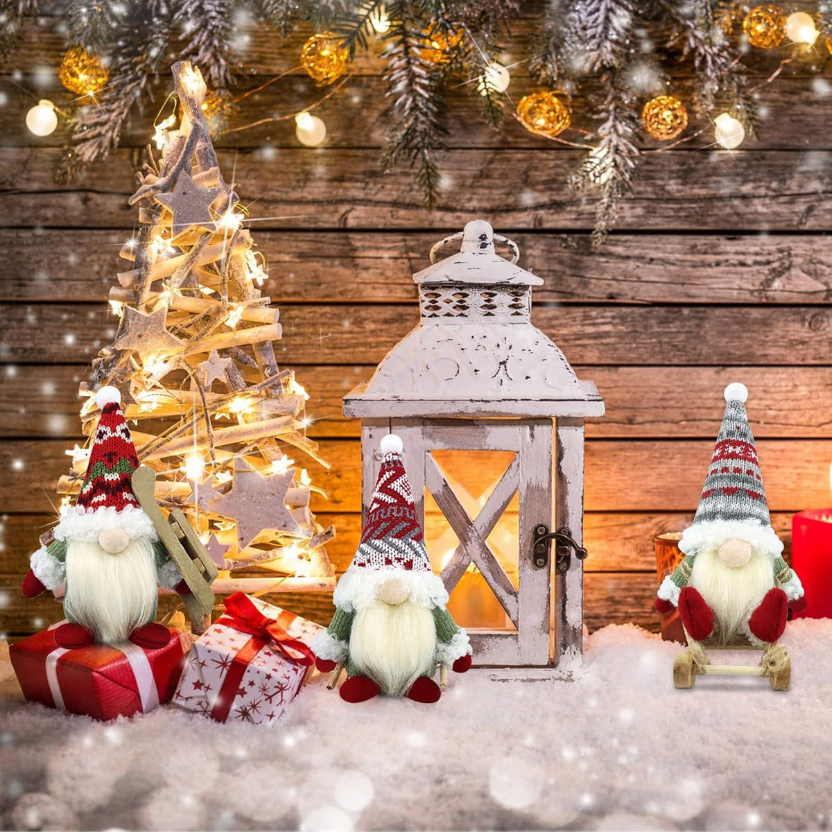 Weihnachtswichtel 3er Set Figur Weihnachtsdeko Christmas Deko Rot