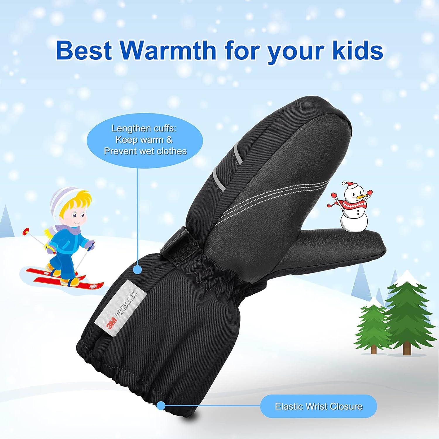 Kinder Skihandschuhe Fäustlinge wasserdicht winterwarm 2-8 Jahre