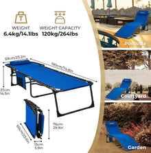 KingCamp Campingliege Sonnenliege Gartenliege blau 2er Set