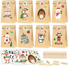 Adventskalender Kraftpapiertüten mit Waldtiere-Aufklebern
