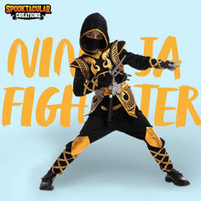 Goldenes Ninja Fighter Kostüm für Kinder Jungen, Größe Small