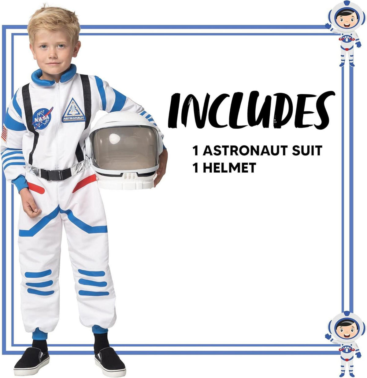 Halloween Astronaut Kostüm Kind Unisex NASA Pilot Weiß 3-4 Jahre