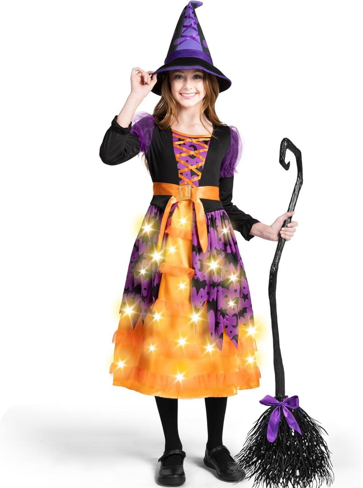 Spooktacular Hexenkostüm Light-up Halloween Kleid UP Orange