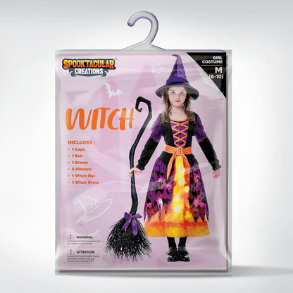 Halloween Mädchen Hexenkostüm rosa Druck Light-up Kleid 5-7 Jahre