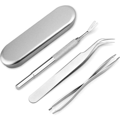 Edelstahl Zeckenentferner Set 3-teilig mit Aufbewahrungsbox