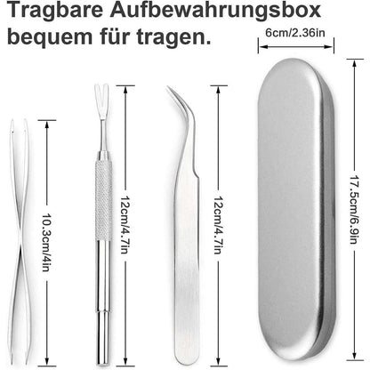 Edelstahl Zeckenentferner Set 3-teilig mit Aufbewahrungsbox