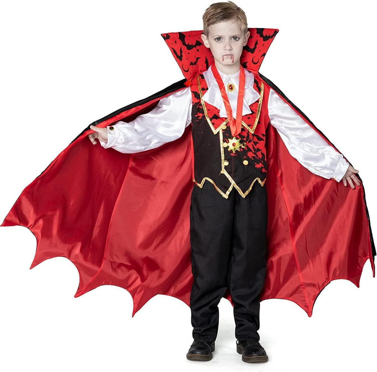 Kinder Vampir Kostüm Jungen Rot Halloween 5-7 Jahre
