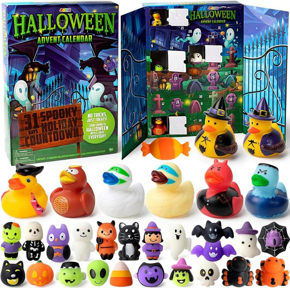 Halloween Adventskalender mit Mochi Squishies und Gummienten