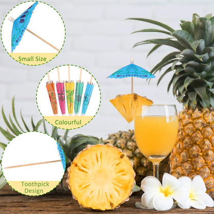 60 Cocktail Schirmchen - Bunte Papierschirmchen für Bar & Party