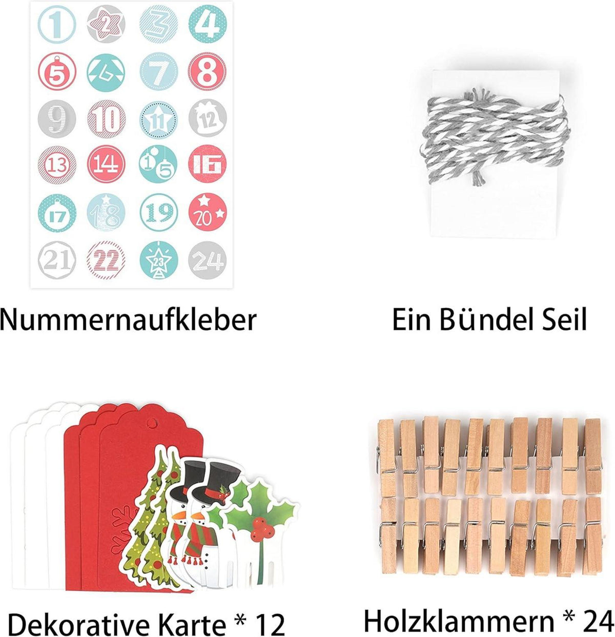 Adventskalender Papptüten Kinder DIY Bastelset Weihnachtskarten