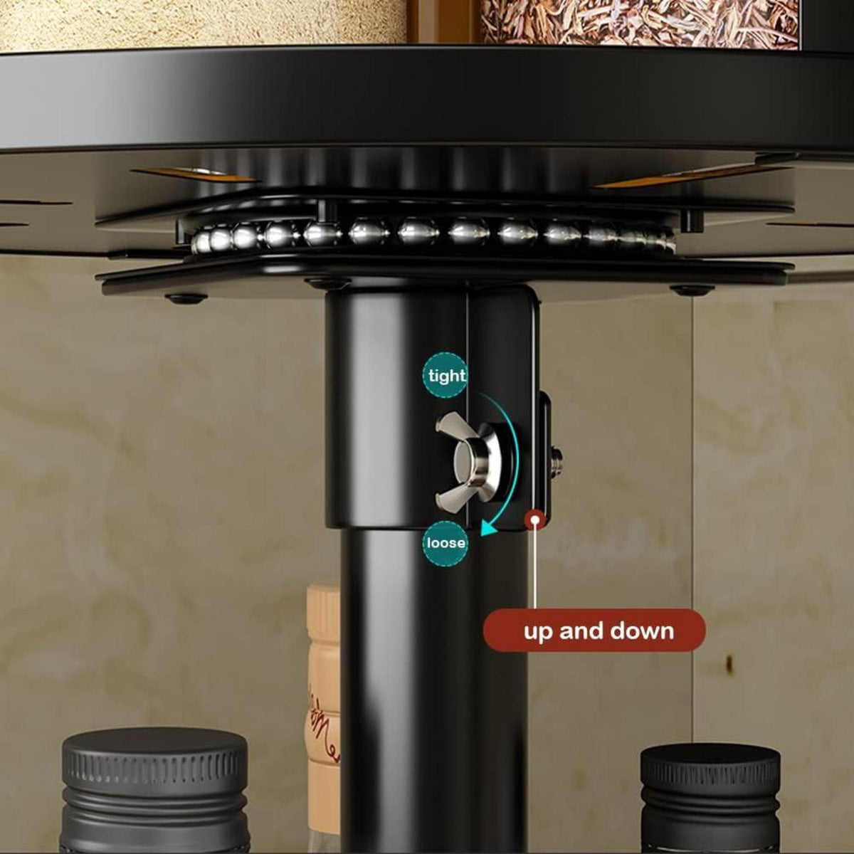 Gewürzregal Drehbar Schwarz 2-Etagen, Quadrat Lazy Susan