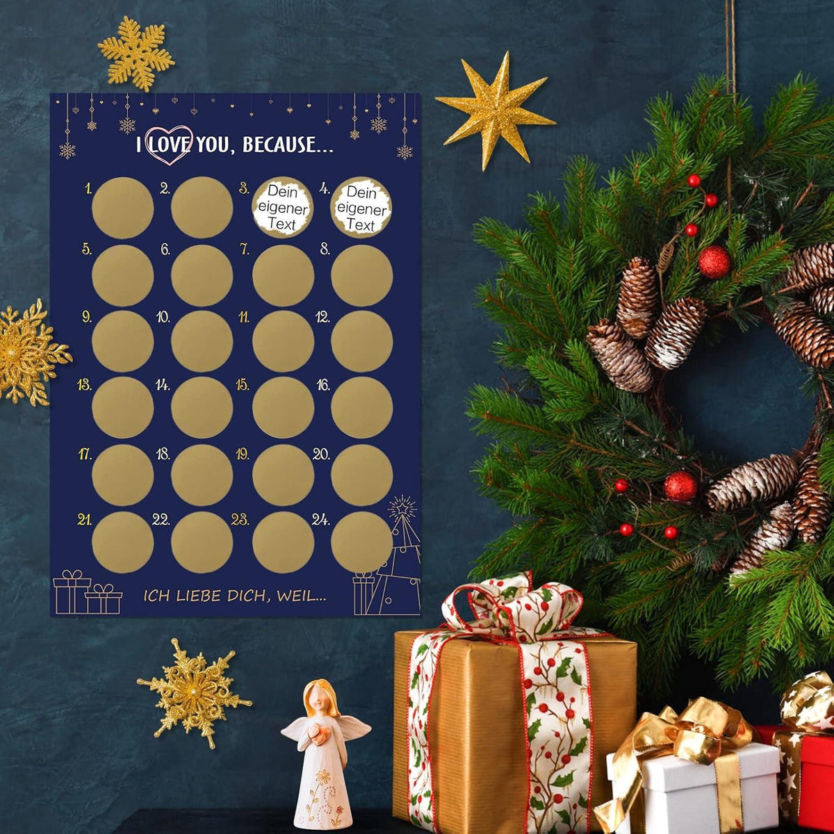 Kesote Rubbeladventskalender A3 Ich Liebe Dich Weihnachten Blanko