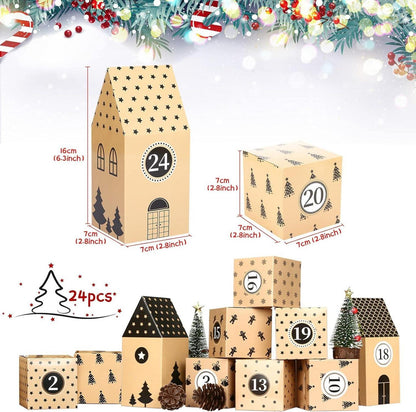 Adventskalender zum Befüllen: 24 Schachteln Haus-Form