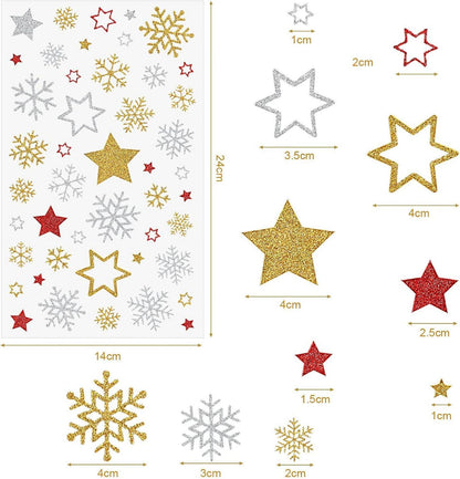 Glitzer Sterne Aufkleber Weihnachten Deko Basteln Set 230