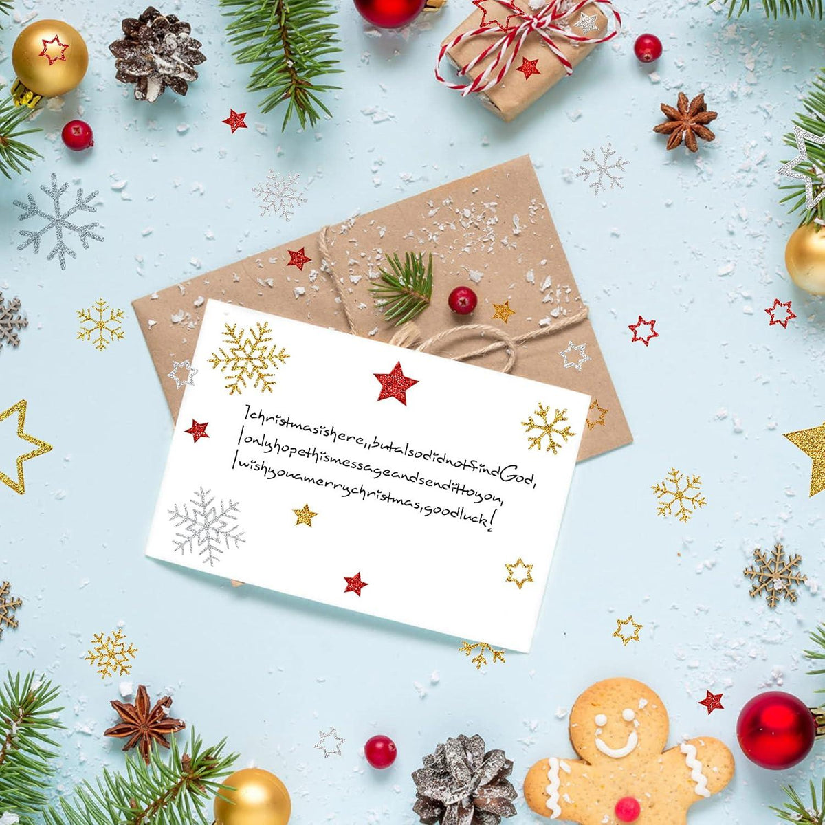230x Glitzer Weihnachtssticker Stern Schneeflocken Gold Silber Rot