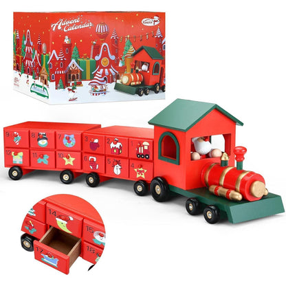 Adventskalender Weihnachtszug Holz Kinder 24 Türchen