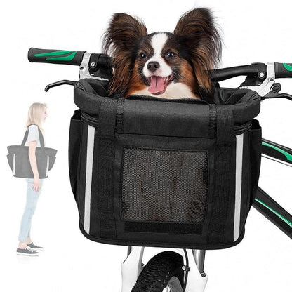 Hundekorb Fahrrad Vorne mit Sicherheitsgurt & Regenschutz
