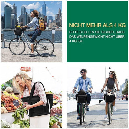 Hundekorb Fahrrad Vorne mit Sicherheitsgurt & Regenschutz