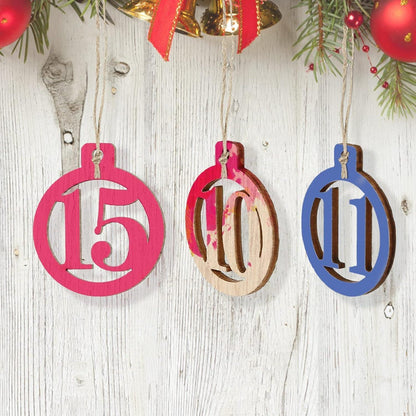 Adventskalender Zahlen Holzanhänger Weihnachtsanhänger 1-24