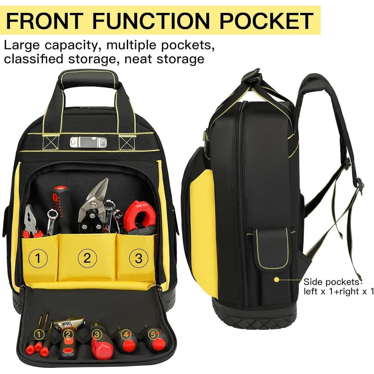 Werkzeugrucksack 43cm mit Gummiboden, robust 1680D