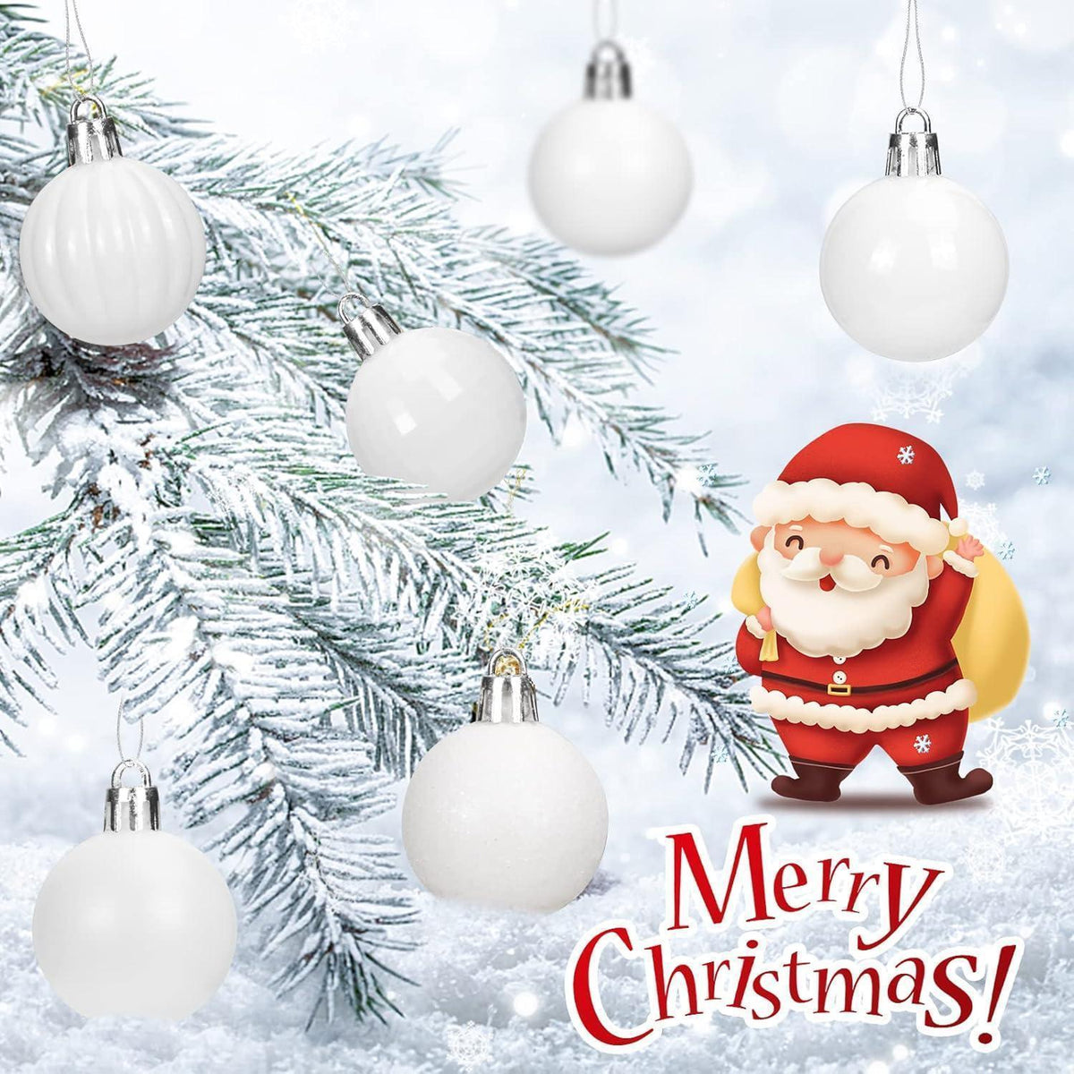 Weihnachtskugeln Weiß 36 Stück 4cm Kunststoff mit 6 Stilen
