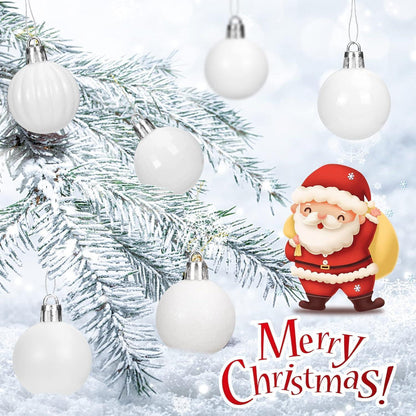 Weihnachtskugeln Weiß 36 Stück 4cm Kunststoff mit 6 Stilen
