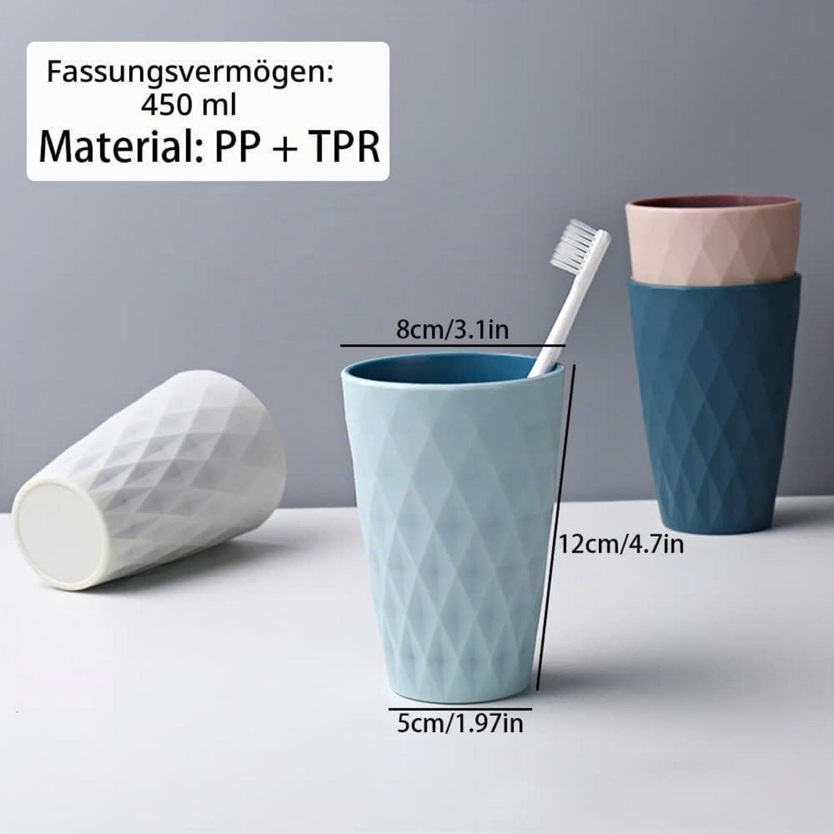 4er-Set Zahnputzbecher Kunststoff – Nordischer Stil