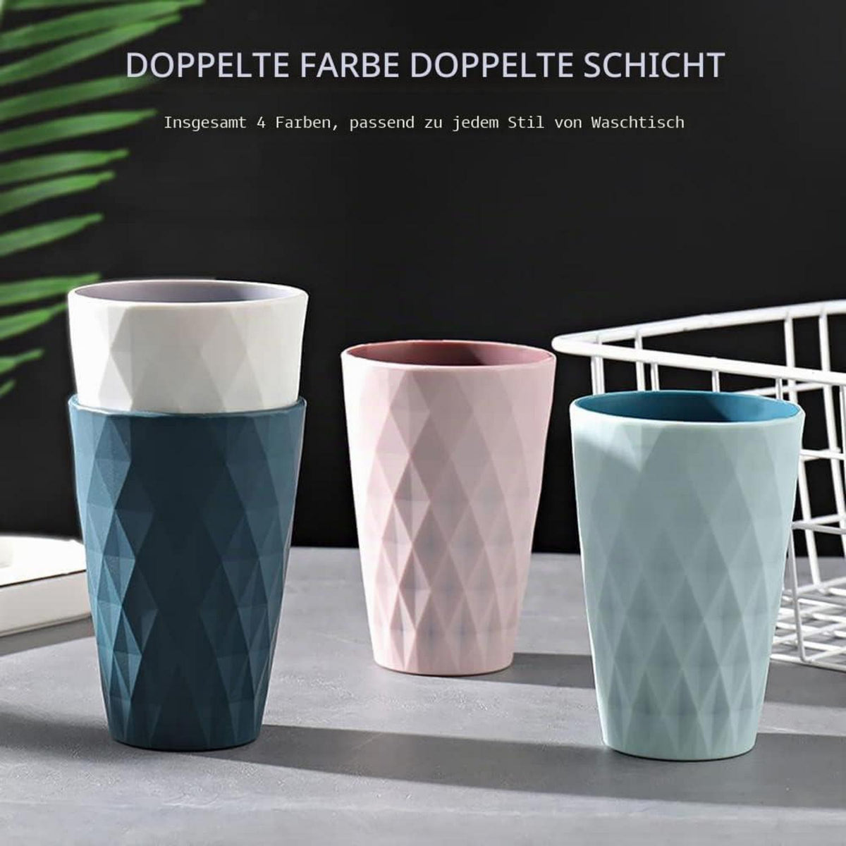 4er-Set Zahnputzbecher Kunststoff – Nordischer Stil