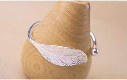 Taomeng Charm Armband Blatt Silber 925 Verstellbar