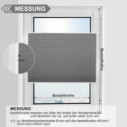 Verdunkelndes Plissee ohne Bohren Klemmfix Grau 85x230 cm Thermo Sichtschutz