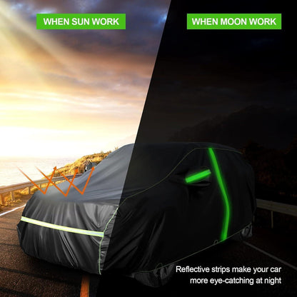SUV Autoabdeckung Vollgarage – Wasserdicht & Reflexstreifen XL (510x200x180cm)