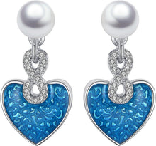 Blau Exquisite Damen Ohrstecker 925 Silber Zirkonia Perlen