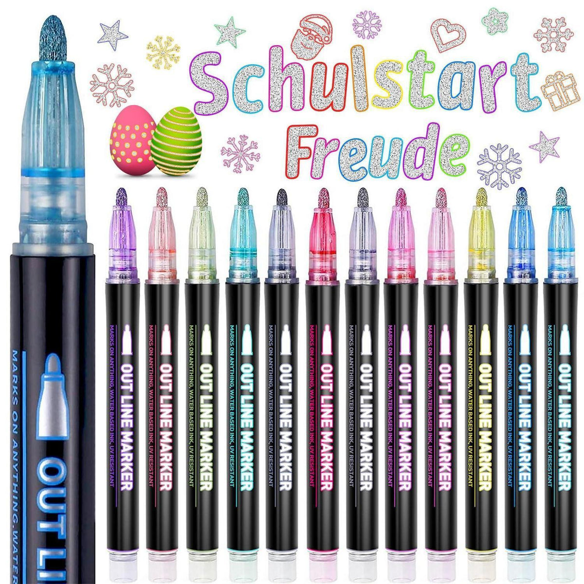 Glitzerstifte 12er Set – Zauberstifte für Kinder & Basteln