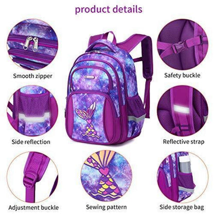Kinderrucksack Meerjungfrau – Schulrucksack für Jungen & Mädchen 5-10 Jahre