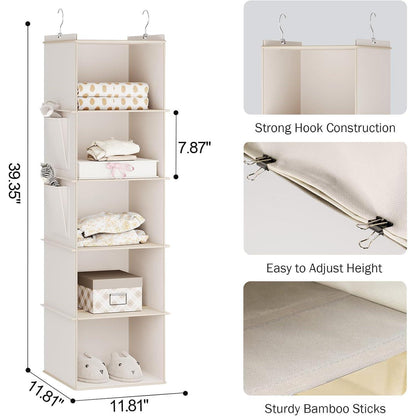 Hängeregal mit 5 Fächern, verstärkt, beige