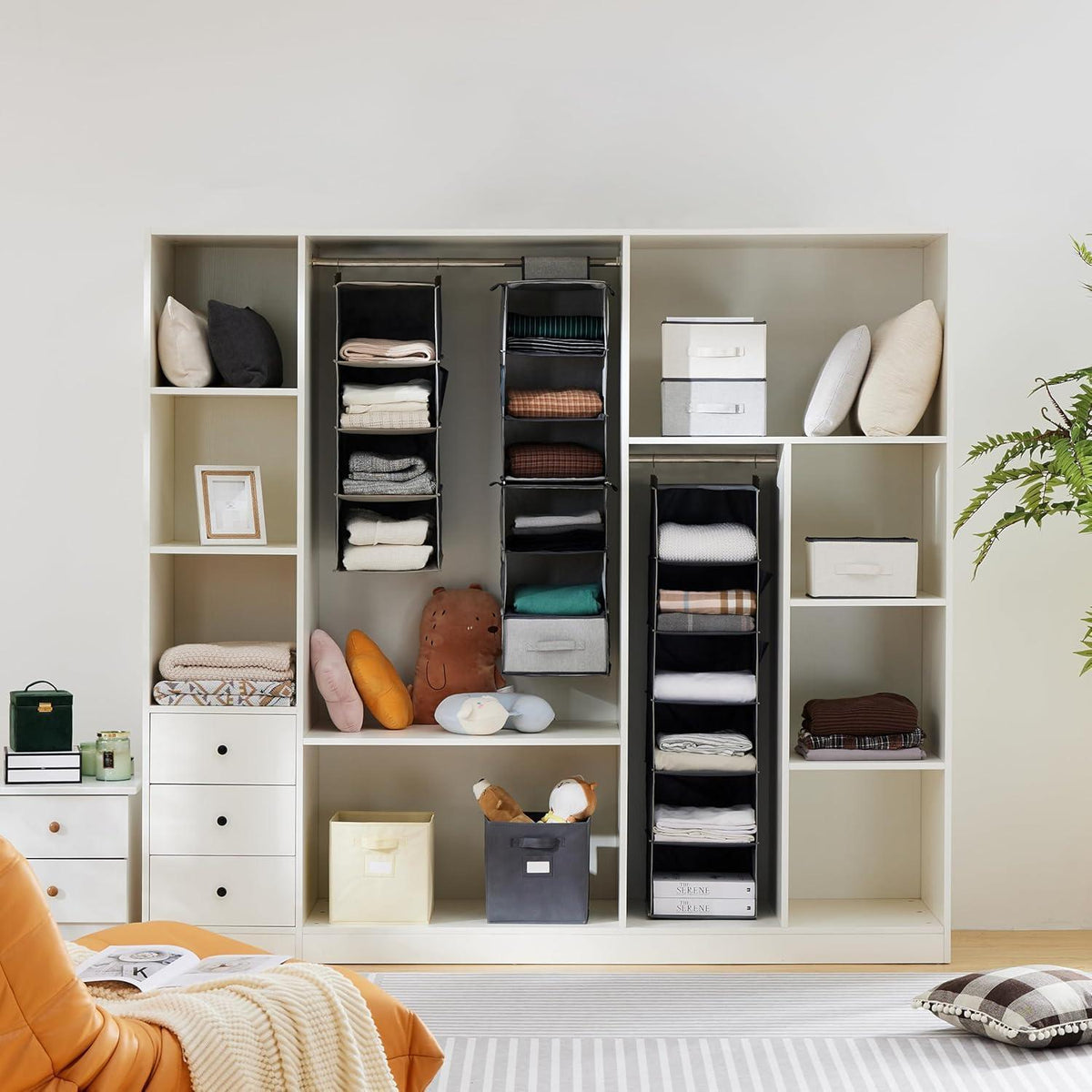Hängeregal mit 5 Fächern, verstärkt, beige