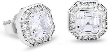 Silber Ohrringe Herren Iced Out 14K Gold beschichtet Zirkonia Steine