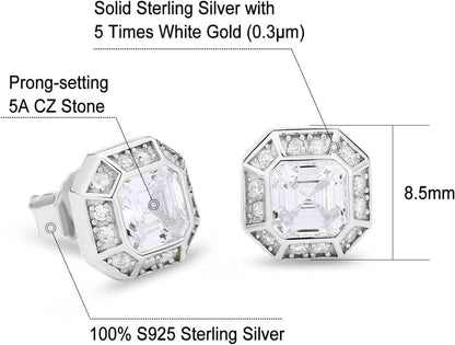 Herren Silber Ohrringe Iced Out Zirkonia Steinen 925 Gold/Weißgold