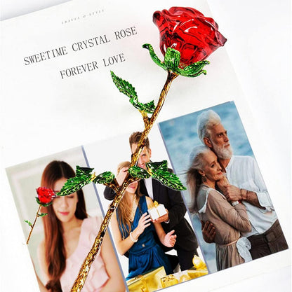 Kristall Rote Rosen in Geschenkbox, Ewige Rosen für Frauen