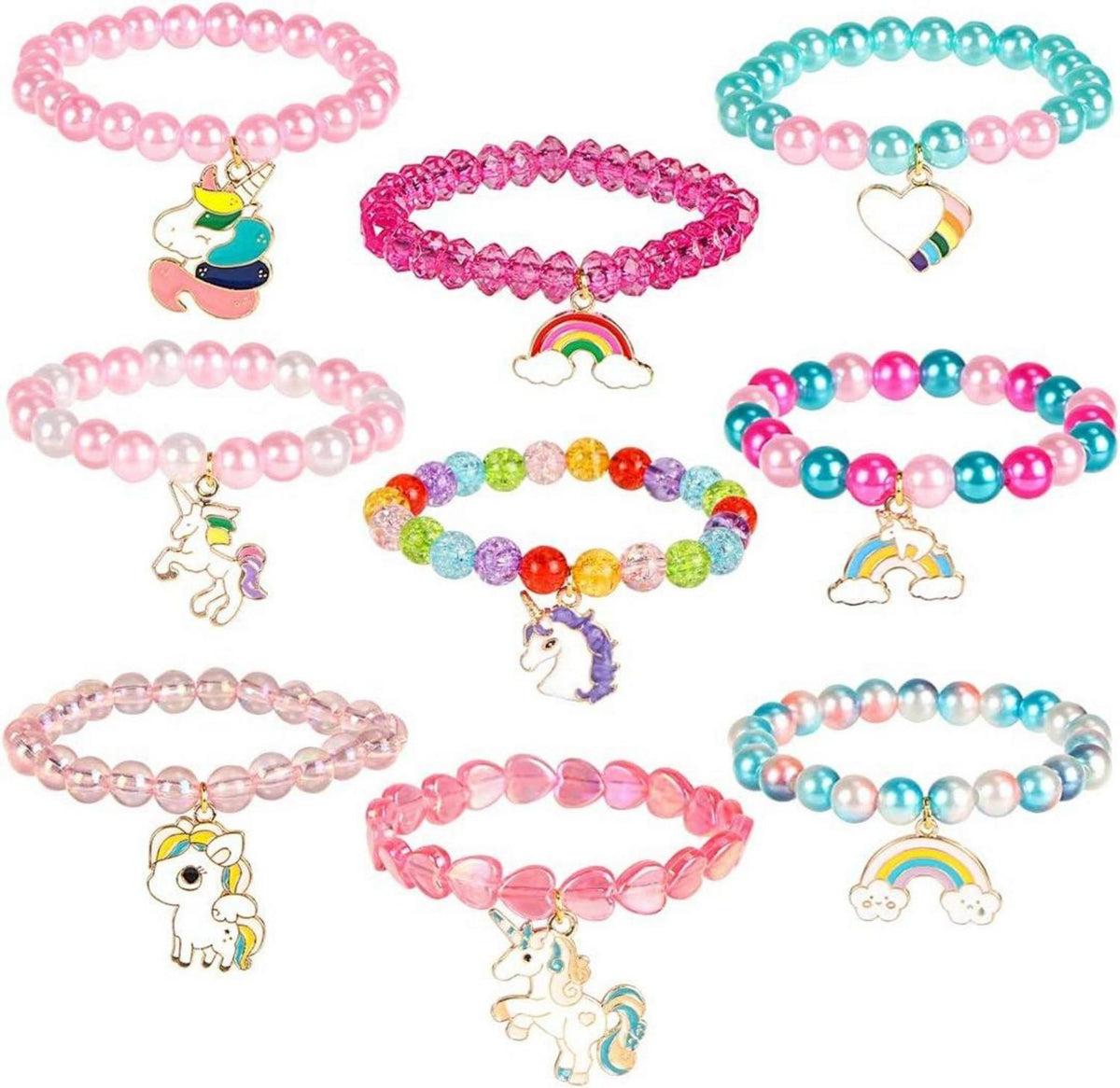 Einhorngeschenke Kinder Mädchen 9 Stück Armband Freundschaftsparty