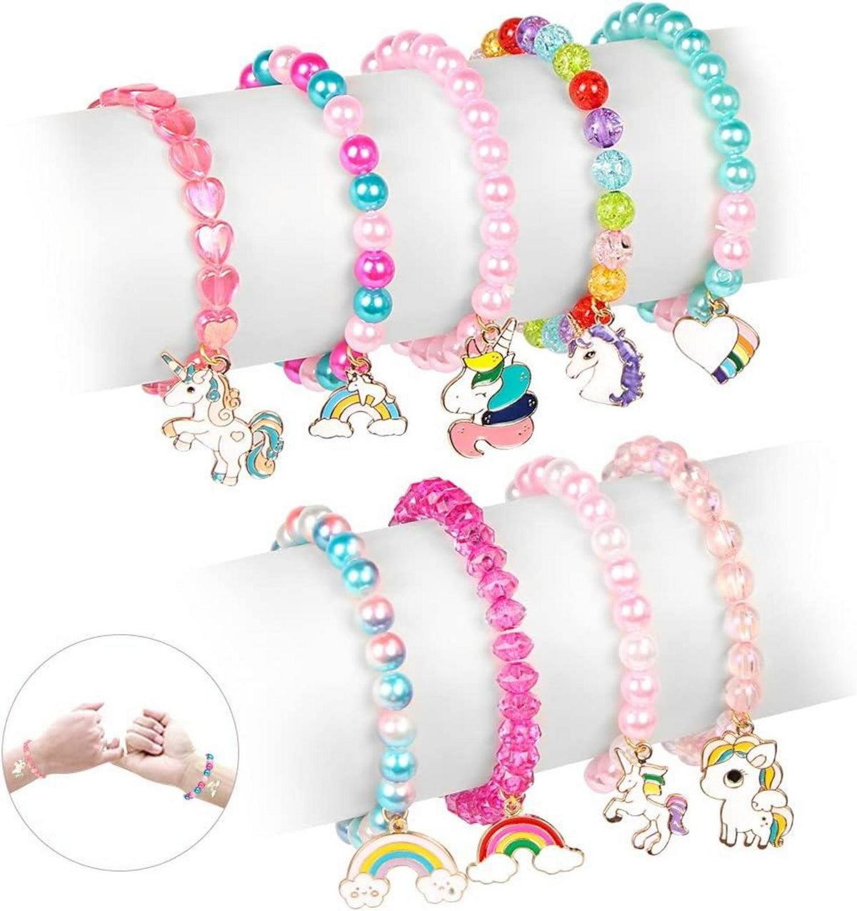 Einhorn Armband Mädchen Freundschaftsarmband Set 9 Stück 3 Jahre