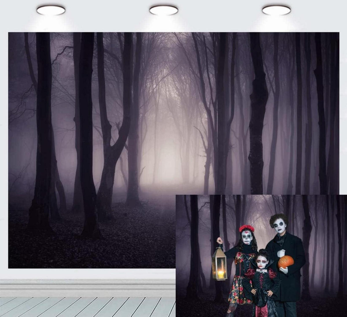 Halloween Nebel Dunkler Wald Fotografie Hintergrund 210x150cm