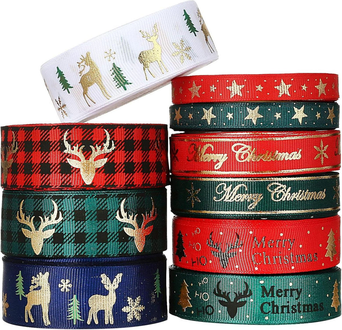 Weihnachts Geschenkband Set 10 Rollen Schleifenband 5 Yards