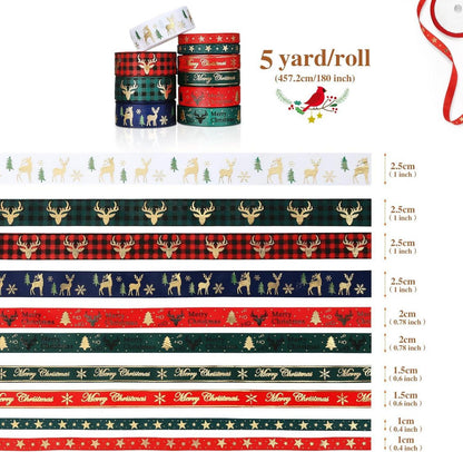 Weihnachtsband Geschenkband Deko Satinband 10 Rollen 5 Yards