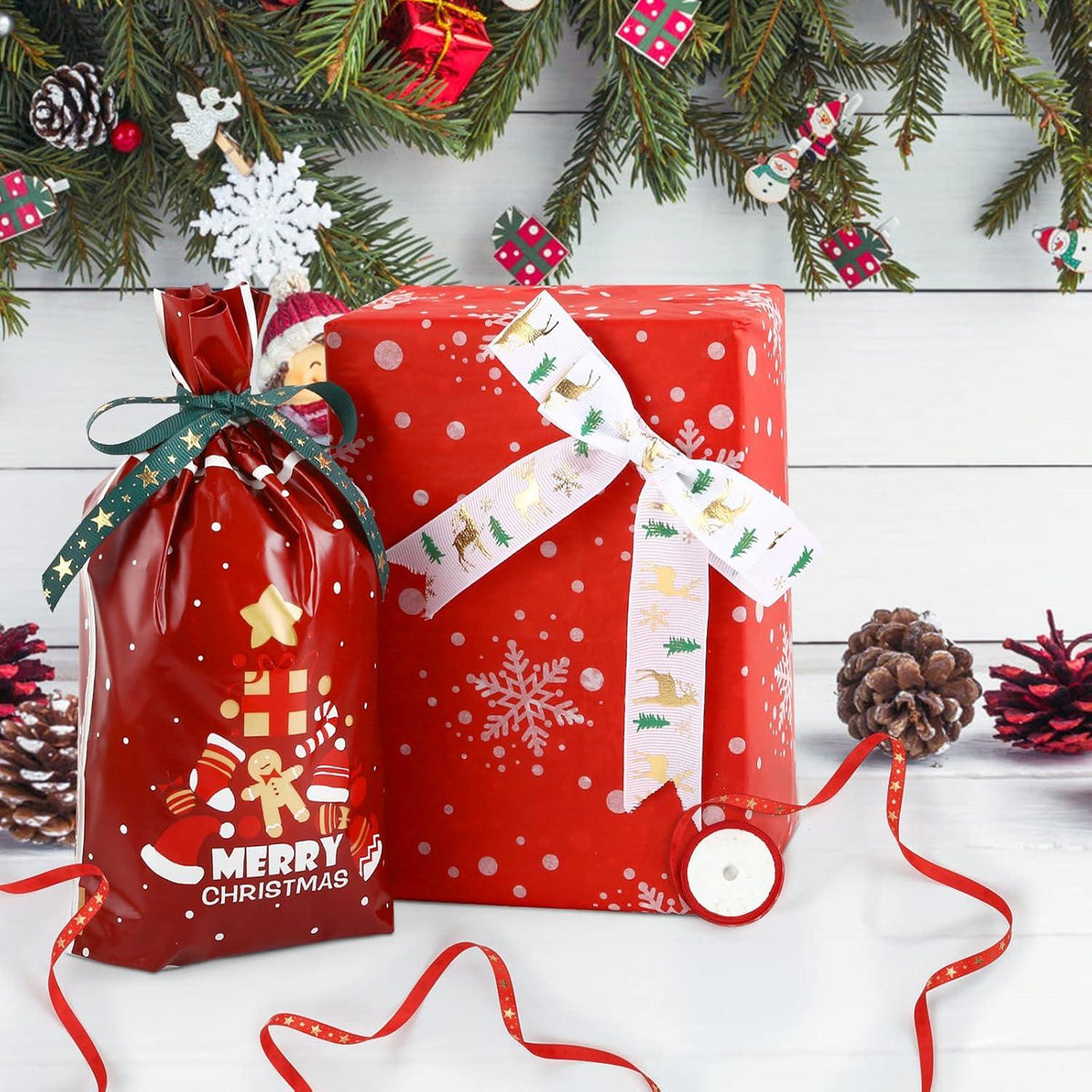 10x Weihnachts Schleifenband Geschenkband Set 1-2,5cm, 10 Rollen