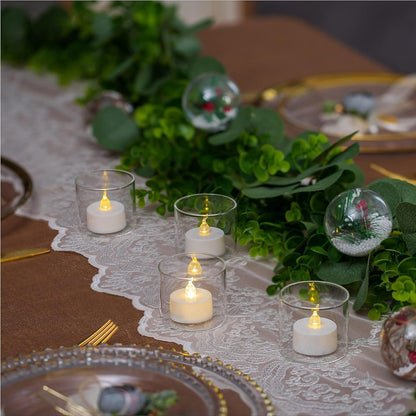 24er Set Teelichthalter Glas klar 5,7x5cm für Hochzeit Party Weihnachten - Votivkerzenhalter Kerzenständer