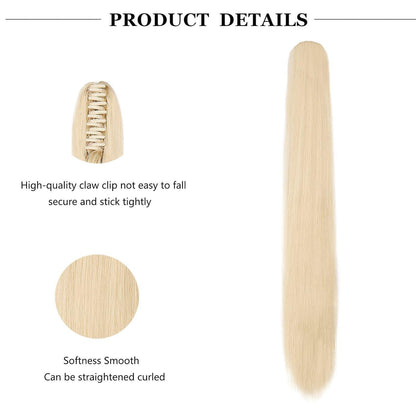 Pferdeschwanz Haarverlängerung Bleich Blond 55cm Synthetik