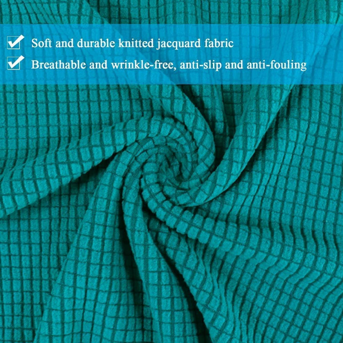 Stretch Stuhlhussen Set Dunkelgrün - Jacquardbezug für Esszimmer